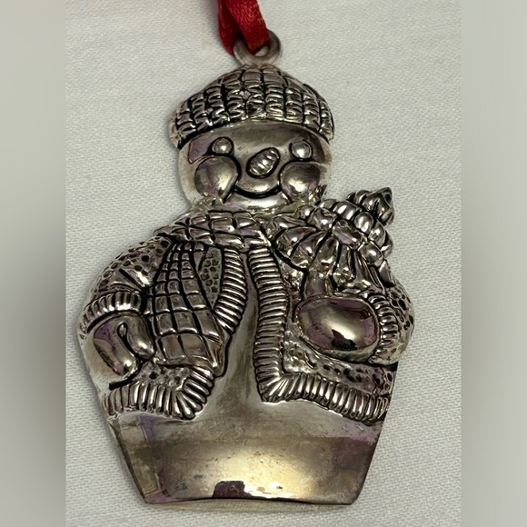 Set of 5 metal Christmas ornaments.3 Gorham snowman, 1 Lenox, 1 unmarked - Picture 6 of 8